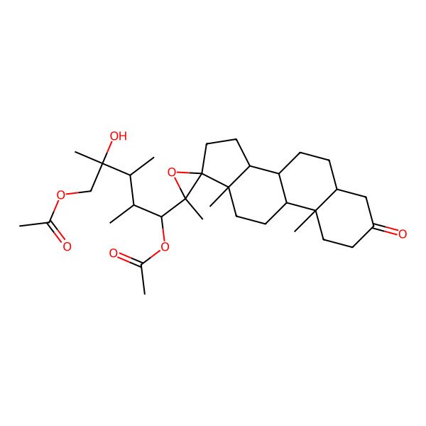 2D Structure of [(2R,3S,4S,5R)-5-acetyloxy-2-hydroxy-2,3,4-trimethyl-5-[(2'S,5S,8R,9S,10S,13S,14S,17S)-2',10,13-trimethyl-3-oxospiro[2,4,5,6,7,8,9,11,12,14,15,16-dodecahydro-1H-cyclopenta[a]phenanthrene-17,3'-oxirane]-2'-yl]pentyl] acetate