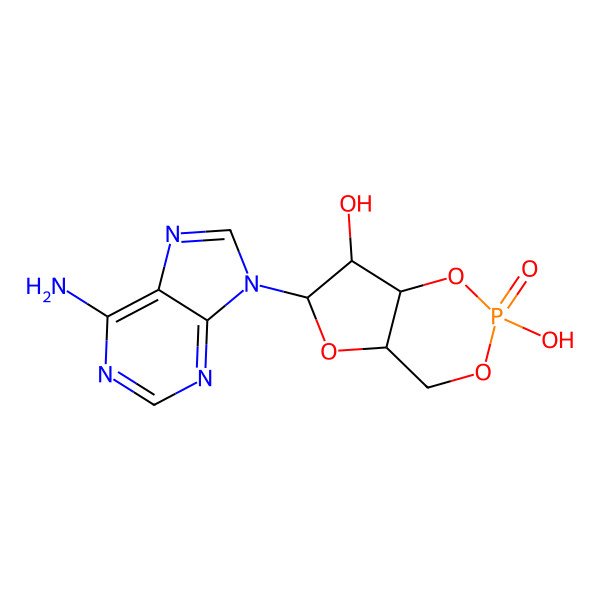 2D Structure of (6R,7R)-6-(6-aminopurin-9-yl)-2-hydroxy-2-oxo-4a,6,7,7a-tetrahydro-4H-furo[3,2-d][1,3,2]dioxaphosphinin-7-ol