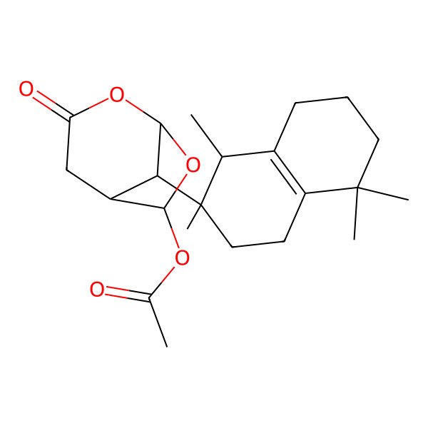2D Structure of [3-Oxo-8-(1,2,5,5-tetramethyl-1,3,4,6,7,8-hexahydronaphthalen-2-yl)-2,7-dioxabicyclo[3.2.1]octan-6-yl] acetate