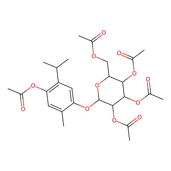 2D Structure of [(2S,3S,4R,5S,6R)-3,4,5-triacetyloxy-6-(4-acetyloxy-2-methyl-5-propan-2-ylphenoxy)oxan-2-yl]methyl acetate