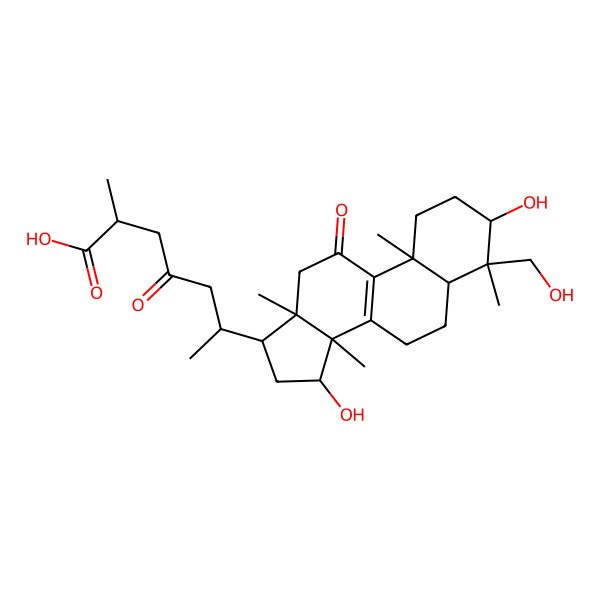 2D Structure of (6R)-6-[(3S,4S,5R,10S,13R,14R,15S,17R)-3,15-dihydroxy-4-(hydroxymethyl)-4,10,13,14-tetramethyl-11-oxo-1,2,3,5,6,7,12,15,16,17-decahydrocyclopenta[a]phenanthren-17-yl]-2-methyl-4-oxoheptanoic acid