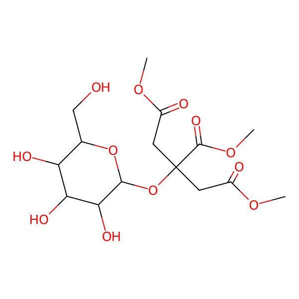 2D Structure of trimethyl 2-[(2S,3R,4S,5R,6R)-3,4,5-trihydroxy-6-(hydroxymethyl)oxan-2-yl]oxypropane-1,2,3-tricarboxylate