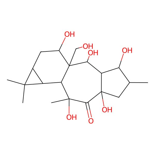 2D Structure of (1R,2R,3R,4S,5S,7R,9R,10R,11S,13S,15R)-2,4,7,9,15-pentahydroxy-1-(hydroxymethyl)-5,9,12,12-tetramethyltetracyclo[8.5.0.03,7.011,13]pentadecan-8-one