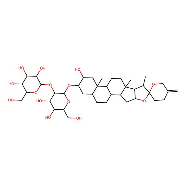 2D Structure of 2-[4,5-Dihydroxy-6-(hydroxymethyl)-2-(15-hydroxy-7,9,13-trimethyl-5'-methylidenespiro[5-oxapentacyclo[10.8.0.02,9.04,8.013,18]icosane-6,2'-oxane]-16-yl)oxyoxan-3-yl]oxy-6-(hydroxymethyl)oxane-3,4,5-triol