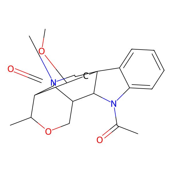 2D Structure of 8-Acetyl-20-methoxy-13,16-dimethyl-12-oxa-8,16-diazapentacyclo[8.8.3.01,9.02,7.014,21]henicosa-2,4,6-trien-15-one