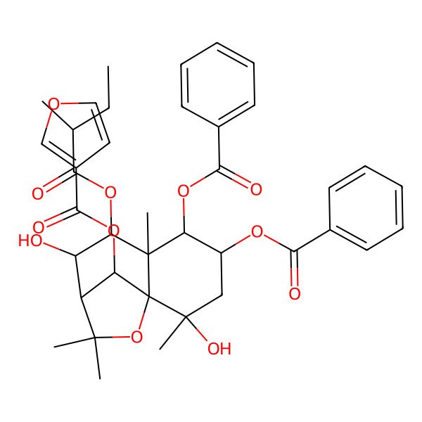 2D Structure of [(1S,2S,4S,5R,6R,7S,8R,9R,12R)-4,5-dibenzoyloxy-2,8-dihydroxy-2,6,10,10-tetramethyl-7-(2-methylbutanoyloxy)-11-oxatricyclo[7.2.1.01,6]dodecan-12-yl] furan-3-carboxylate