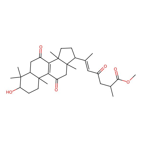 2D Structure of methyl (Z)-6-[(10S,13R,17S)-3-hydroxy-4,4,10,13,14-pentamethyl-7,11-dioxo-2,3,5,6,12,15,16,17-octahydro-1H-cyclopenta[a]phenanthren-17-yl]-2-methyl-4-oxohept-5-enoate