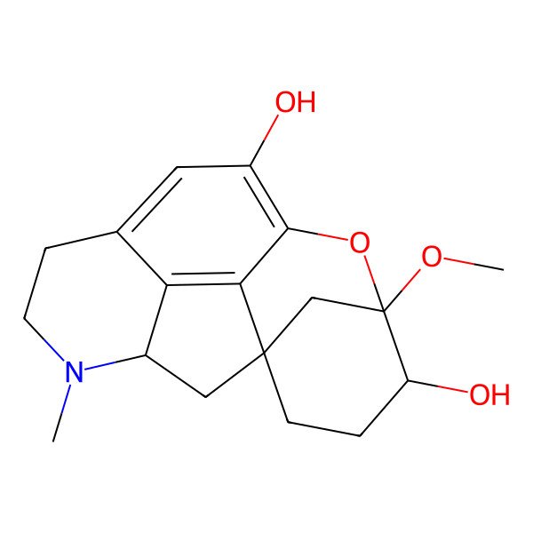 2D Structure of (1S,4S,13R,14R)-13-methoxy-5-methyl-12-oxa-5-azapentacyclo[11.3.1.11,4.02,11.03,8]octadeca-2,8,10-triene-10,14-diol