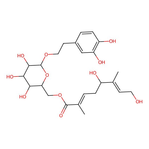 2D Structure of [6-[2-(3,4-Dihydroxyphenyl)ethoxy]-3,4,5-trihydroxyoxan-2-yl]methyl 5,8-dihydroxy-2,6-dimethylocta-2,6-dienoate