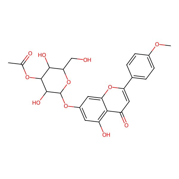 2D Structure of [3,5-Dihydroxy-2-[5-hydroxy-2-(4-methoxyphenyl)-4-oxochromen-7-yl]oxy-6-(hydroxymethyl)oxan-4-yl] acetate