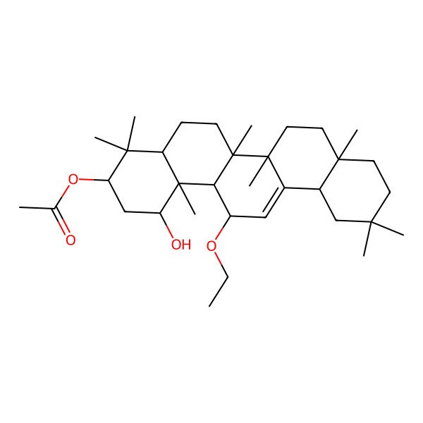2D Structure of (14-Ethoxy-1-hydroxy-4,4,6a,6b,8a,11,11,14b-octamethyl-1,2,3,4a,5,6,7,8,9,10,12,12a,14,14a-tetradecahydropicen-3-yl) acetate