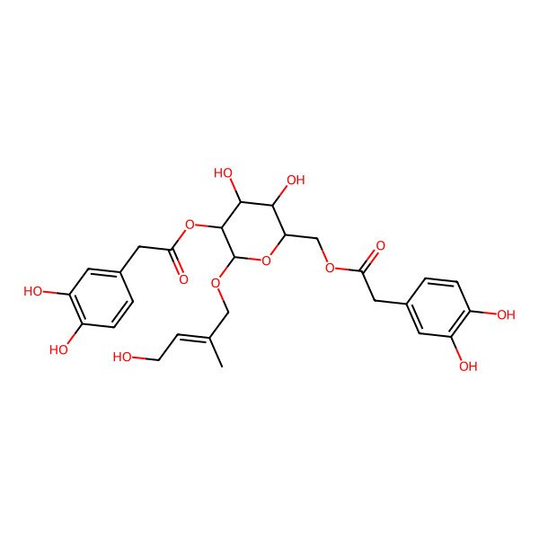 2D Structure of [(2R,3S,4S,5R,6R)-5-[2-(3,4-dihydroxyphenyl)acetyl]oxy-3,4-dihydroxy-6-[(E)-4-hydroxy-2-methylbut-2-enoxy]oxan-2-yl]methyl 2-(3,4-dihydroxyphenyl)acetate