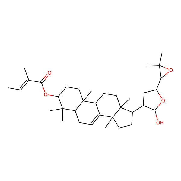 2D Structure of [(3R,5R,9R,10R,13S,14S,17S)-17-[(2R,3S,5S)-5-[(2S)-3,3-dimethyloxiran-2-yl]-2-hydroxyoxolan-3-yl]-4,4,10,13,14-pentamethyl-2,3,5,6,9,11,12,15,16,17-decahydro-1H-cyclopenta[a]phenanthren-3-yl] (E)-2-methylbut-2-enoate