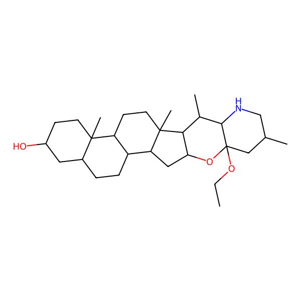 2D Structure of 22-Ethoxy-10,14,16,20-tetramethyl-23-oxa-18-azahexacyclo[12.11.0.02,11.05,10.015,24.017,22]pentacosan-7-ol