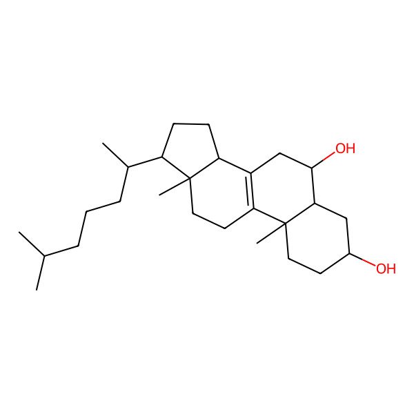 2D Structure of (3S,5S,6S,10S,13S,14R,17R)-10,13-dimethyl-17-[(2R)-6-methylheptan-2-yl]-2,3,4,5,6,7,11,12,14,15,16,17-dodecahydro-1H-cyclopenta[a]phenanthrene-3,6-diol