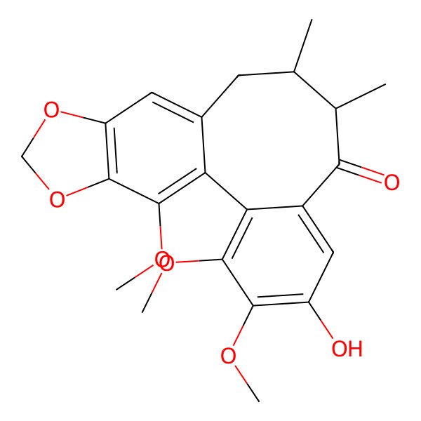 2D Structure of 5-Hydroxy-3,4,19-trimethoxy-9,10-dimethyl-15,17-dioxatetracyclo[10.7.0.02,7.014,18]nonadeca-1(19),2,4,6,12,14(18)-hexaen-8-one