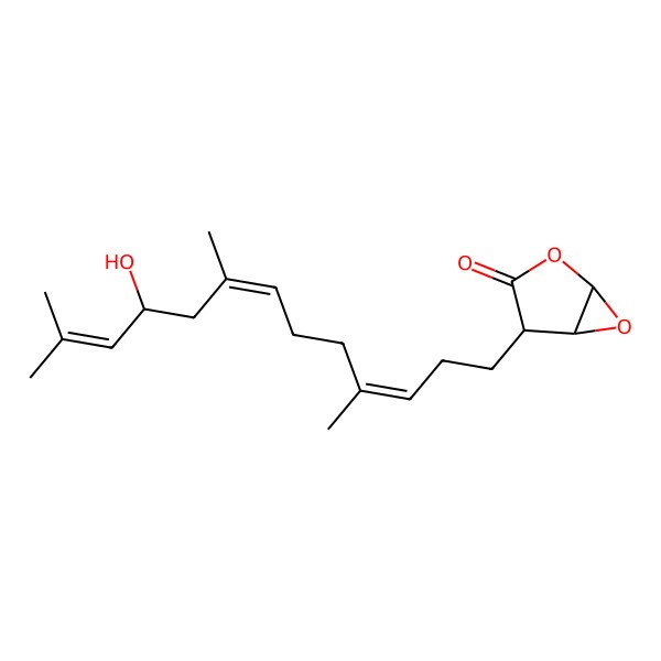 2D Structure of (1R,4R,5S)-4-[(3E,7E,10S)-10-hydroxy-4,8,12-trimethyltrideca-3,7,11-trienyl]-2,6-dioxabicyclo[3.1.0]hexan-3-one