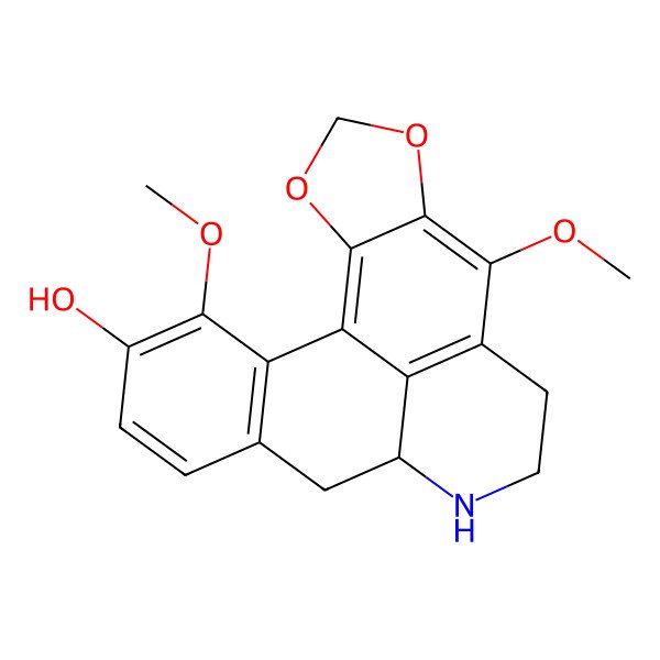 2D Structure of 5H-1,3-benzodioxolo(6,5,4-de)benzo(g)quinolin-11-ol, 6,7,7a,8-tetrahydro-4,12-dimethoxy-, (7aS)- 2D Structure of 5H-1,3-benzodioxolo(6,5,4-de)benzo(g)quinolin-11-ol, 6,7,7a,8-tetrahydro-4,12-dimethoxy-, (7aS)-