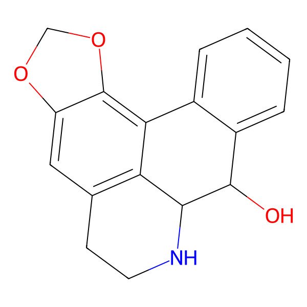 2D Structure of 5H-Benzo(g)-1,3-benzodioxolo(6,5,4-de)quinolin-8-ol, 6,7,7a,8-tetrahydro-, (7aS-cis)-