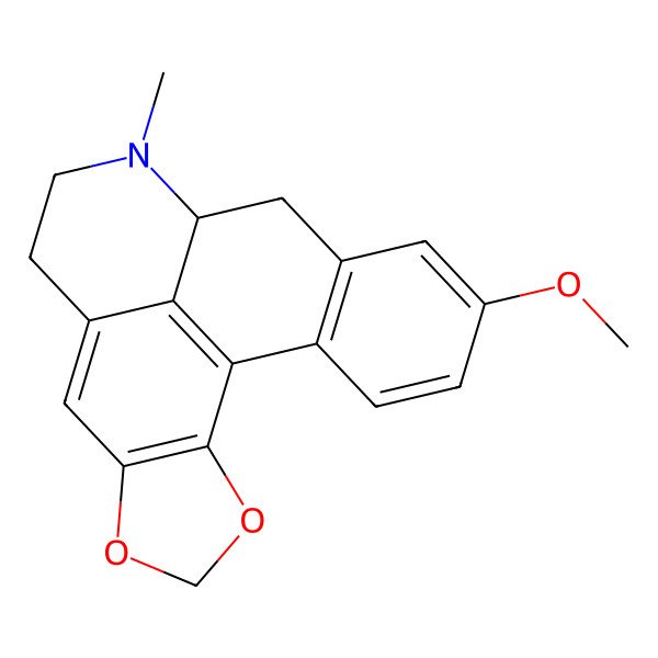 2D Structure of 5H-Benzo[g]-1,3-benzodioxolo[6,5,4-de]quinoline, 6,7,7a,8-tetrahydro-10-methoxy-7-methyl-