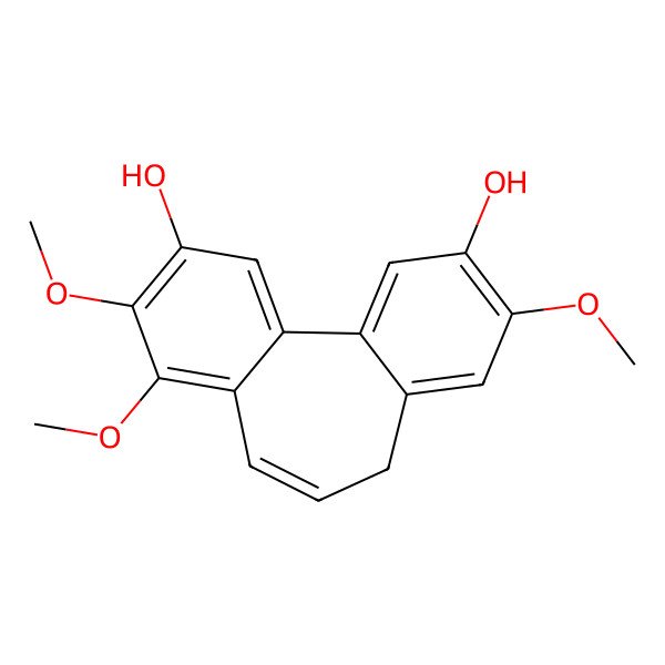 2D Structure of 5H-Dibenzo[a,c]cycloheptene-2,10-diol, 3,8,9-trimethoxy-