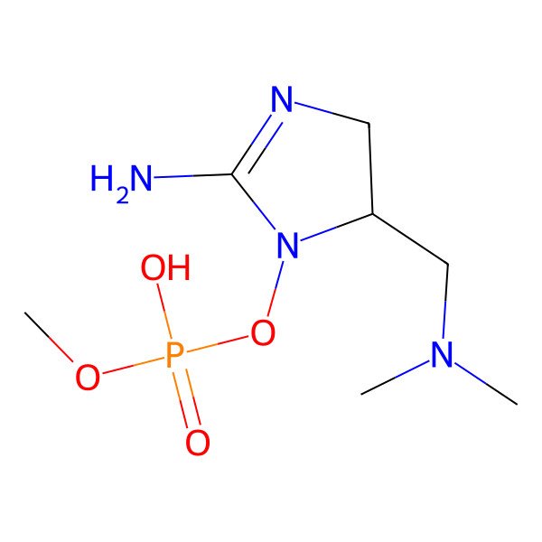 2D Structure of [(5R)-2-amino-5-[(dimethylamino)methyl]-4,5-dihydroimidazol-1-yl] methyl hydrogen phosphate