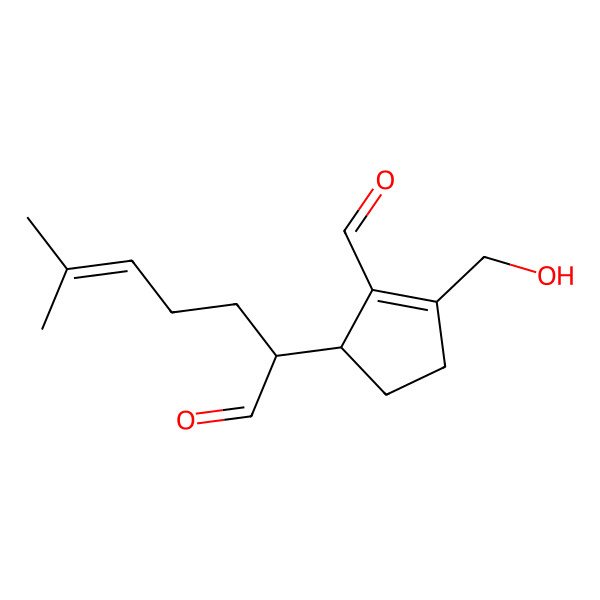 2D Structure of (5R)-2-(hydroxymethyl)-5-[(2S)-6-methyl-1-oxohept-5-en-2-yl]cyclopentene-1-carbaldehyde