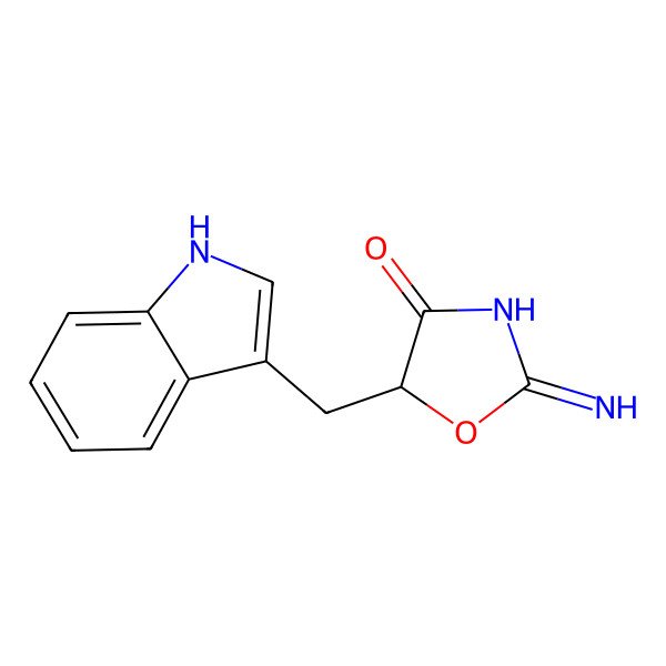 2D Structure of (5R)-2-imino-5-(1H-indol-3-ylmethyl)-1,3-oxazolidin-4-one