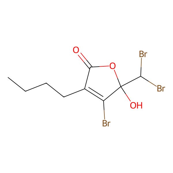 2D Structure of (5R)-4-bromo-3-butyl-5-(dibromomethyl)-5-hydroxyfuran-2-one