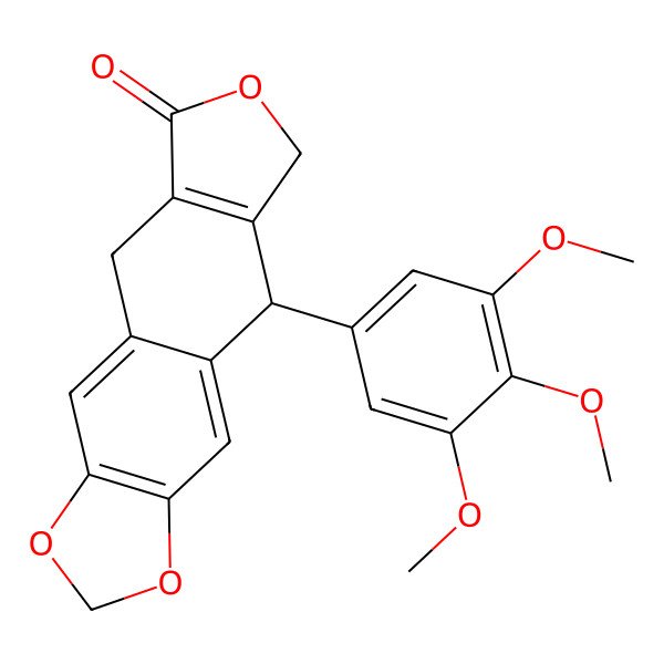 2D Structure of (5R)-5-(3,4,5-trimethoxyphenyl)-6,9-dihydro-5H-[2]benzofuro[6,5-f][1,3]benzodioxol-8-one