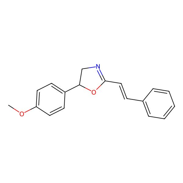 2D Structure of (5R)-5-(4-methoxyphenyl)-2-[(E)-2-phenylethenyl]-4,5-dihydro-1,3-oxazole