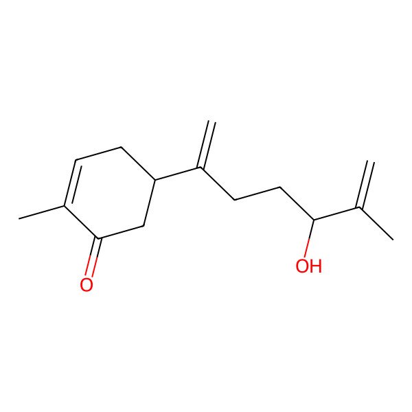 2D Structure of (5R)-5-[(5S)-5-hydroxy-6-methylhepta-1,6-dien-2-yl]-2-methylcyclohex-2-en-1-one