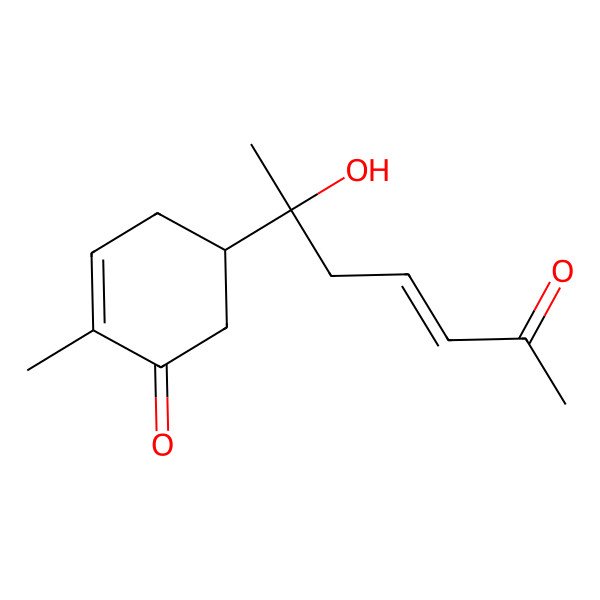 2D Structure of (5R)-5-[(E,2R)-2-hydroxy-6-oxohept-4-en-2-yl]-2-methylcyclohex-2-en-1-one