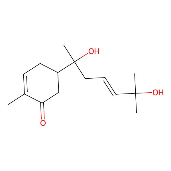 2D Structure of (5R)-5-[(E,2R)-2,6-dihydroxy-6-methylhept-4-en-2-yl]-2-methylcyclohex-2-en-1-one
