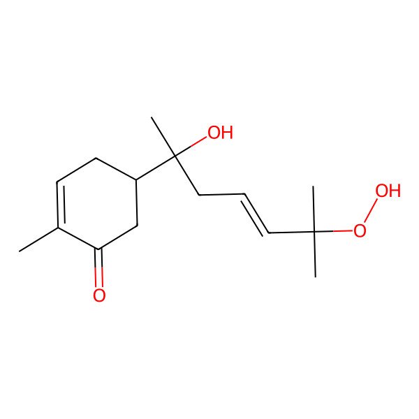 2D Structure of (5R)-5-[(E,2R)-6-hydroperoxy-2-hydroxy-6-methylhept-4-en-2-yl]-2-methylcyclohex-2-en-1-one