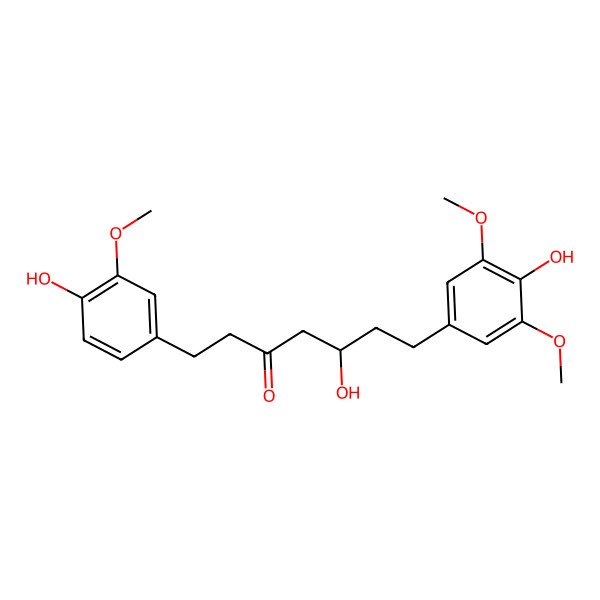 2D Structure of (5R)-5-hydroxy-7-(4-hydroxy-3,5-dimethoxyphenyl)-1-(4-hydroxy-3-methoxyphenyl)heptan-3-one