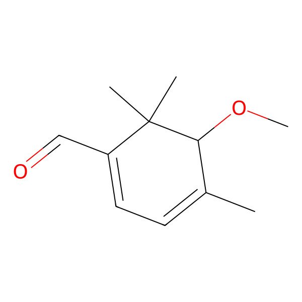 2D Structure of (5R)-5-methoxy-4,6,6-trimethylcyclohexa-1,3-diene-1-carbaldehyde 2D Structure of (5R)-5-methoxy-4,6,6-trimethylcyclohexa-1,3-diene-1-carbaldehyde