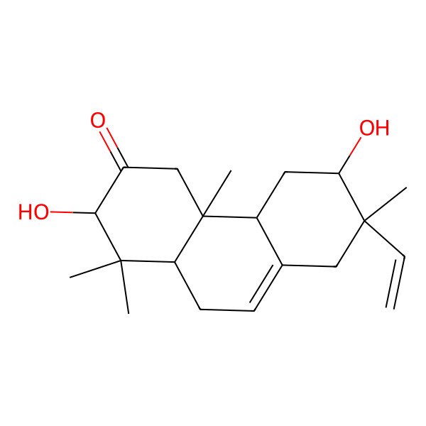 2D Structure of (2R,4aR,4bS,6S,7S,10aR)-7-ethenyl-2,6-dihydroxy-1,1,4a,7-tetramethyl-2,4,4b,5,6,8,10,10a-octahydrophenanthren-3-one