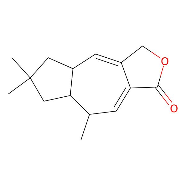 2D Structure of (5R,5aS,8aR)-5,7,7-trimethyl-1,5,5a,6,8,8a-hexahydroazuleno[5,6-c]furan-3-one