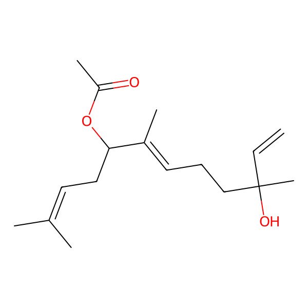 2D Structure of [(5R,6E,10S)-10-hydroxy-2,6,10-trimethyldodeca-2,6,11-trien-5-yl] acetate