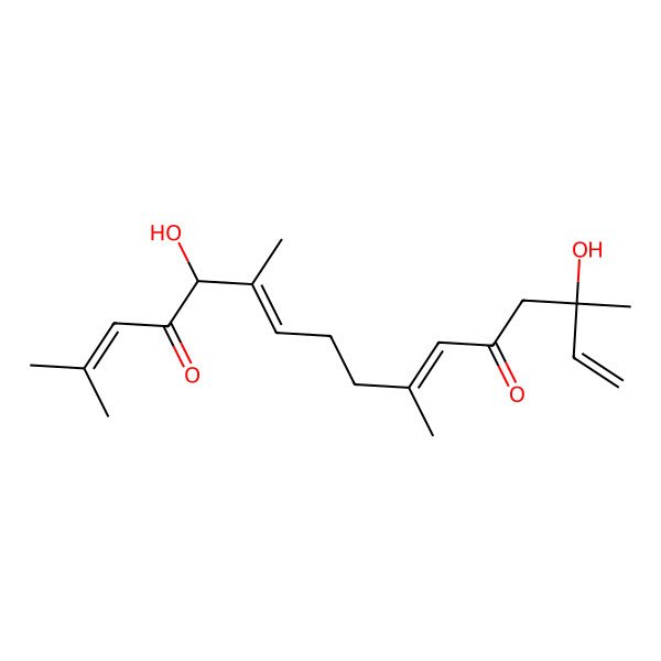2D Structure of (5R,6E,10Z,14S)-5,14-dihydroxy-2,6,10,14-tetramethylhexadeca-2,6,10,15-tetraene-4,12-dione