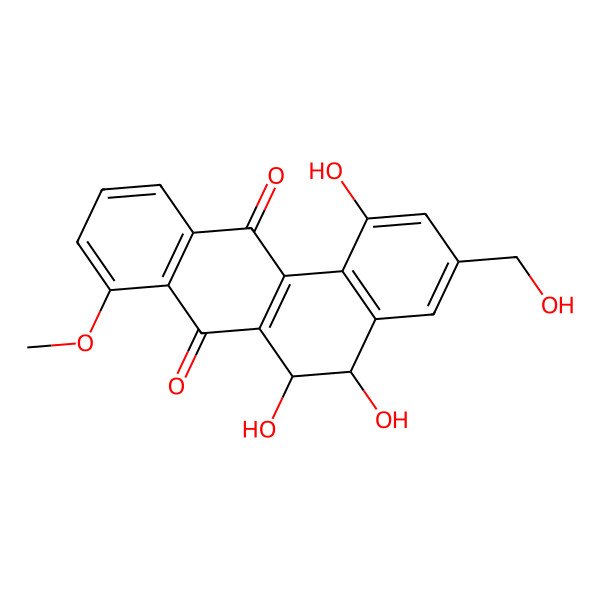 2D Structure of (5R,6R)-1,5,6-trihydroxy-3-(hydroxymethyl)-8-methoxy-5,6-dihydrobenzo[a]anthracene-7,12-dione