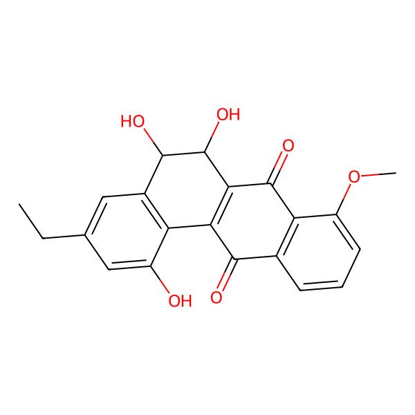 2D Structure of (5R,6R)-3-ethyl-1,5,6-trihydroxy-8-methoxy-5,6-dihydrobenzo[a]anthracene-7,12-dione