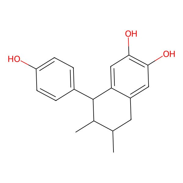 2D Structure of (5R,6R,7R)-5-(4-hydroxyphenyl)-6,7-dimethyl-5,6,7,8-tetrahydronaphthalene-2,3-diol 2D Structure of (5R,6R,7R)-5-(4-hydroxyphenyl)-6,7-dimethyl-5,6,7,8-tetrahydronaphthalene-2,3-diol
