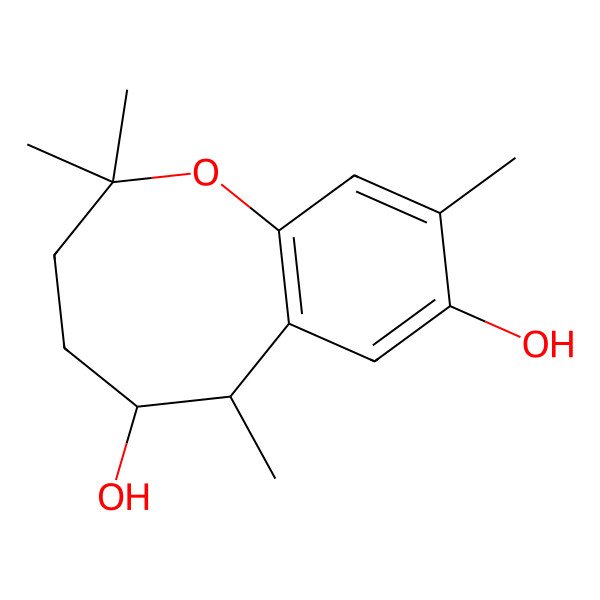 2D Structure of (5R,6S)-2,2,6,9-tetramethyl-3,4,5,6-tetrahydro-1-benzoxocine-5,8-diol