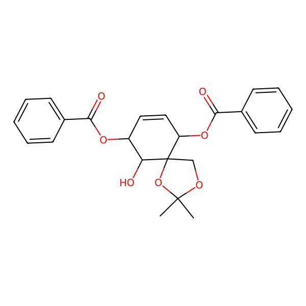 2D Structure of [(5R,6S,7R,10R)-10-benzoyloxy-6-hydroxy-2,2-dimethyl-1,3-dioxaspiro[4.5]dec-8-en-7-yl] benzoate