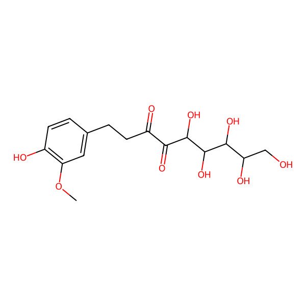 2D Structure of (5R,6S,7R,8R)-5,6,7,8,9-pentahydroxy-1-(4-hydroxy-3-methoxyphenyl)nonane-3,4-dione