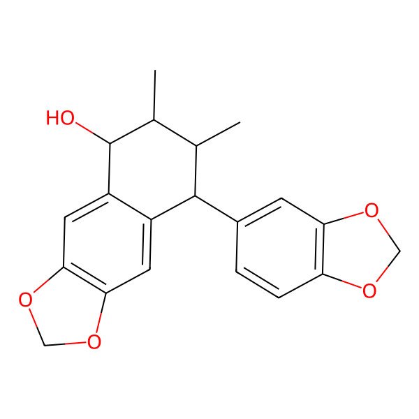 2D Structure of (5R,6S,7R,8S)-8-(1,3-benzodioxol-5-yl)-6,7-dimethyl-5,6,7,8-tetrahydrobenzo[f][1,3]benzodioxol-5-ol