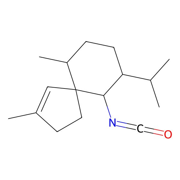 2D Structure of (5R,6S,9R,10S)-10-isocyanato-3,6-dimethyl-9-propan-2-ylspiro[4.5]dec-3-ene
