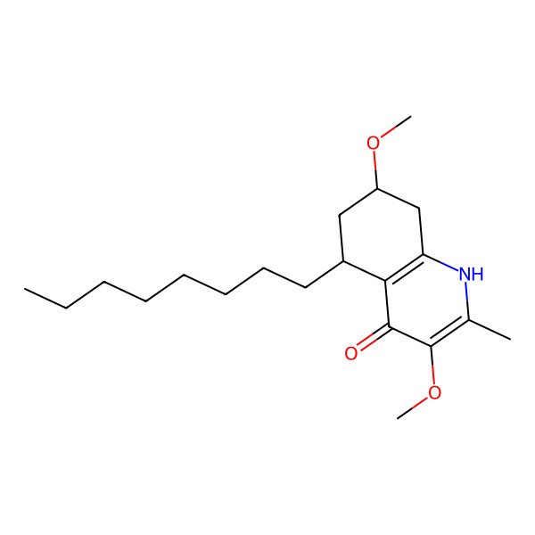 2D Structure of (5R,7S)-3,7-dimethoxy-2-methyl-5-octyl-5,6,7,8-tetrahydro-1H-quinolin-4-one